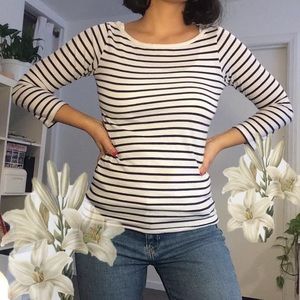White and blue striped long sleeve women’s size s